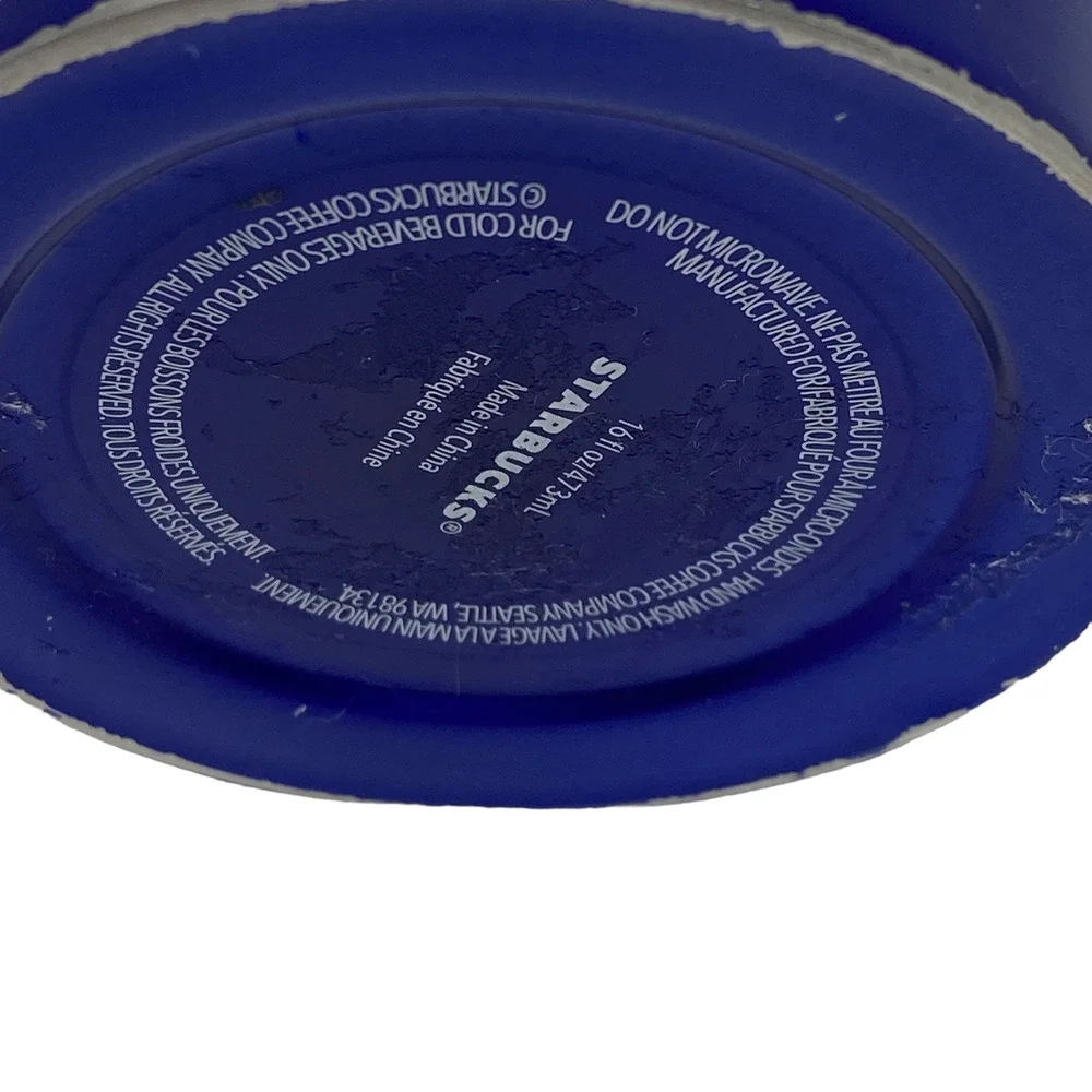 Starbucks Coffee Cold Beverage Blue Stainless Steel 16 Fl Oz‎ Tumbler With Lid